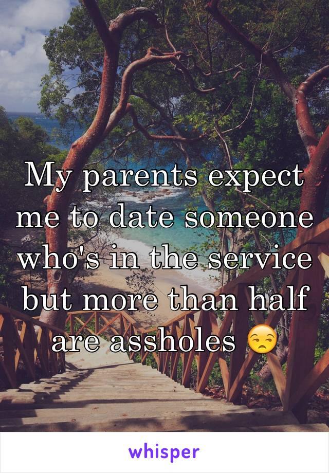 My parents expect me to date someone who's in the service but more than half are assholes 😒