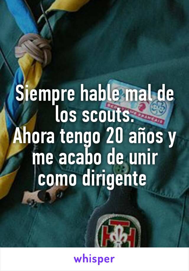 Siempre hable mal de los scouts.
Ahora tengo 20 años y me acabo de unir como dirigente 