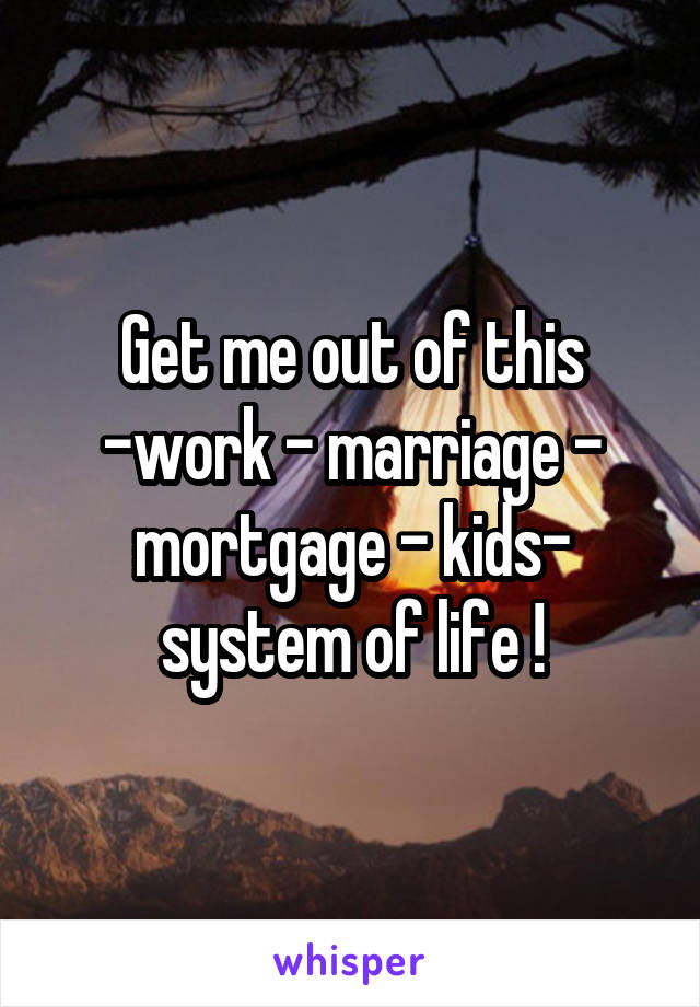 Get me out of this -work - marriage - mortgage - kids- system of life !