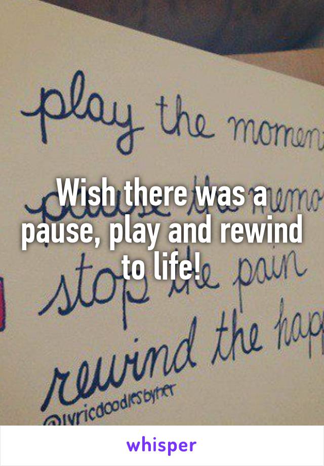 Wish there was a pause, play and rewind to life!