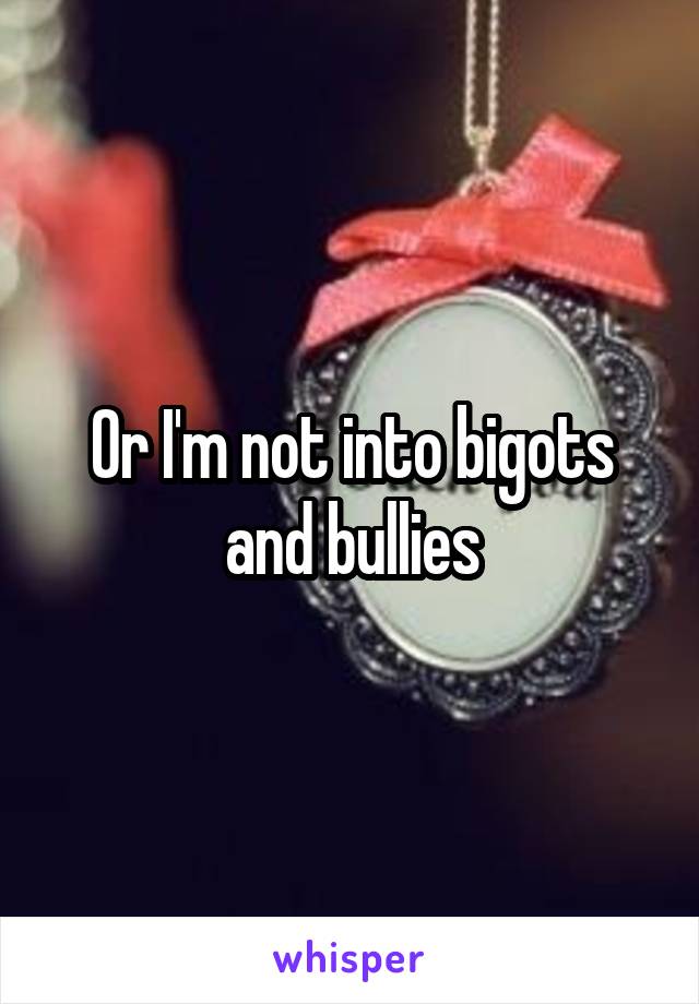 Or I'm not into bigots and bullies