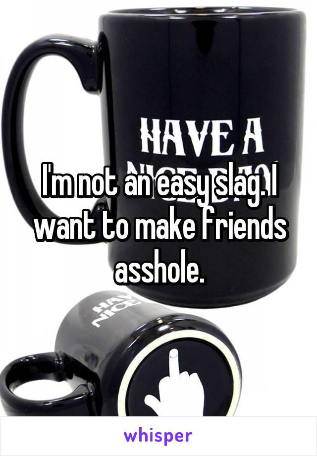 I'm not an easy slag. I want to make friends asshole.