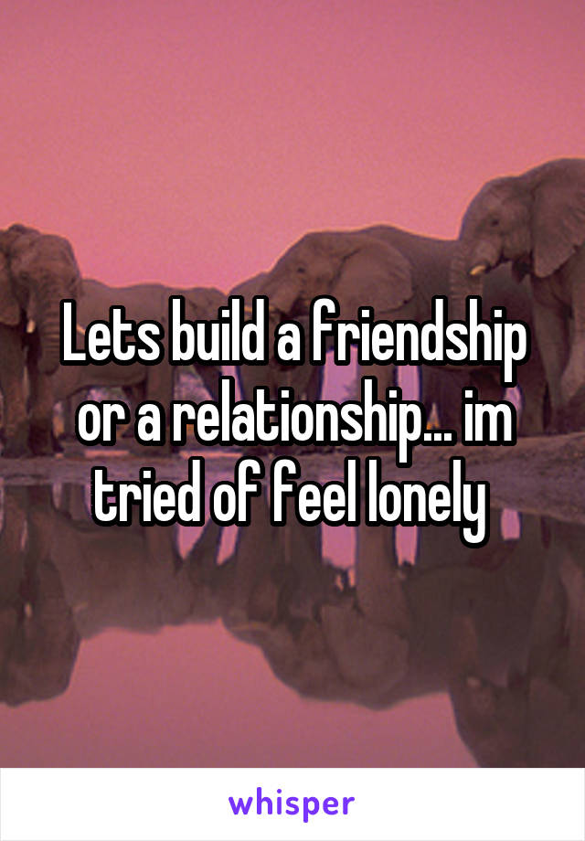 Lets build a friendship or a relationship... im tried of feel lonely 