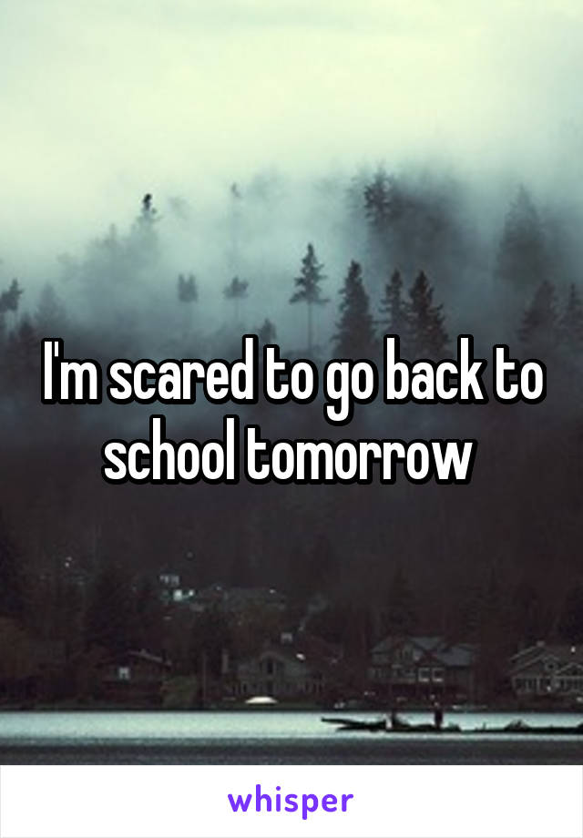 I'm scared to go back to school tomorrow 