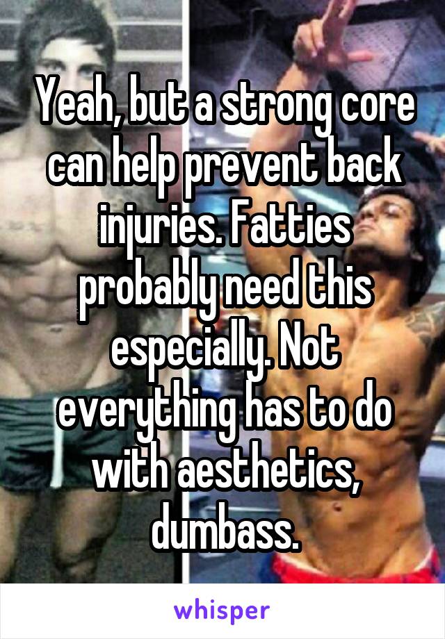 Yeah, but a strong core can help prevent back injuries. Fatties probably need this especially. Not everything has to do with aesthetics, dumbass.