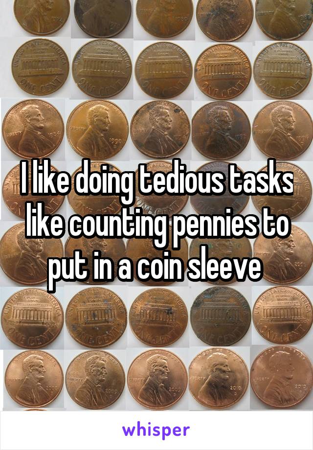 I like doing tedious tasks like counting pennies to put in a coin sleeve 