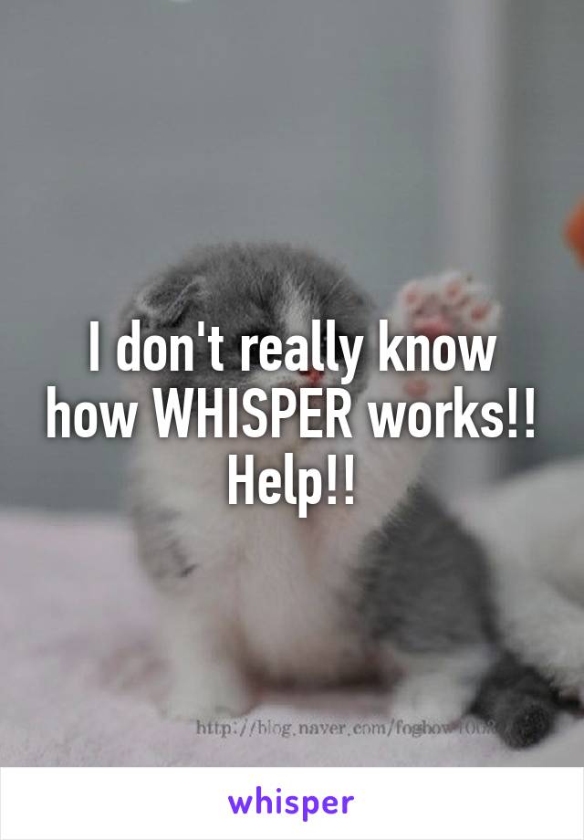 I don't really know how WHISPER works!!
Help!!