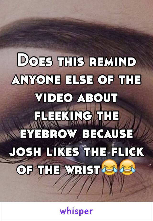 Does this remind anyone else of the video about fleeking the eyebrow because josh likes the flick of the wrist😂😂