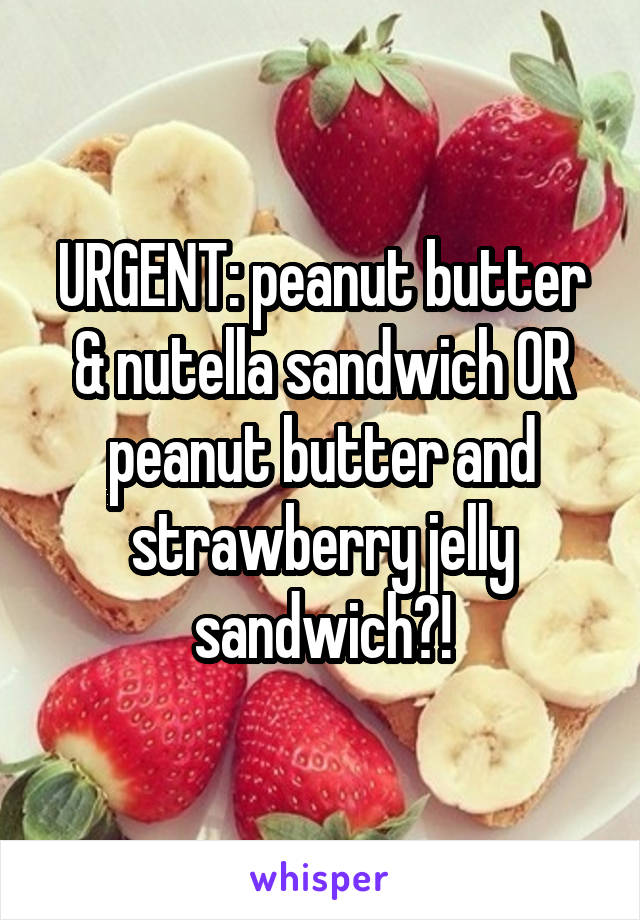 URGENT: peanut butter & nutella sandwich OR peanut butter and strawberry jelly sandwich?!