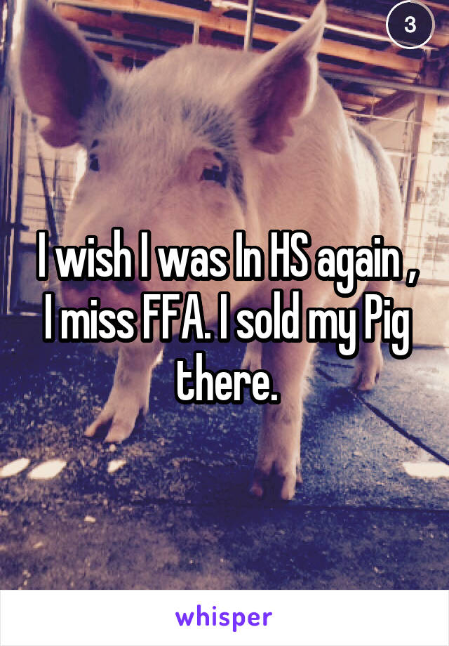 I wish I was In HS again , I miss FFA. I sold my Pig there.