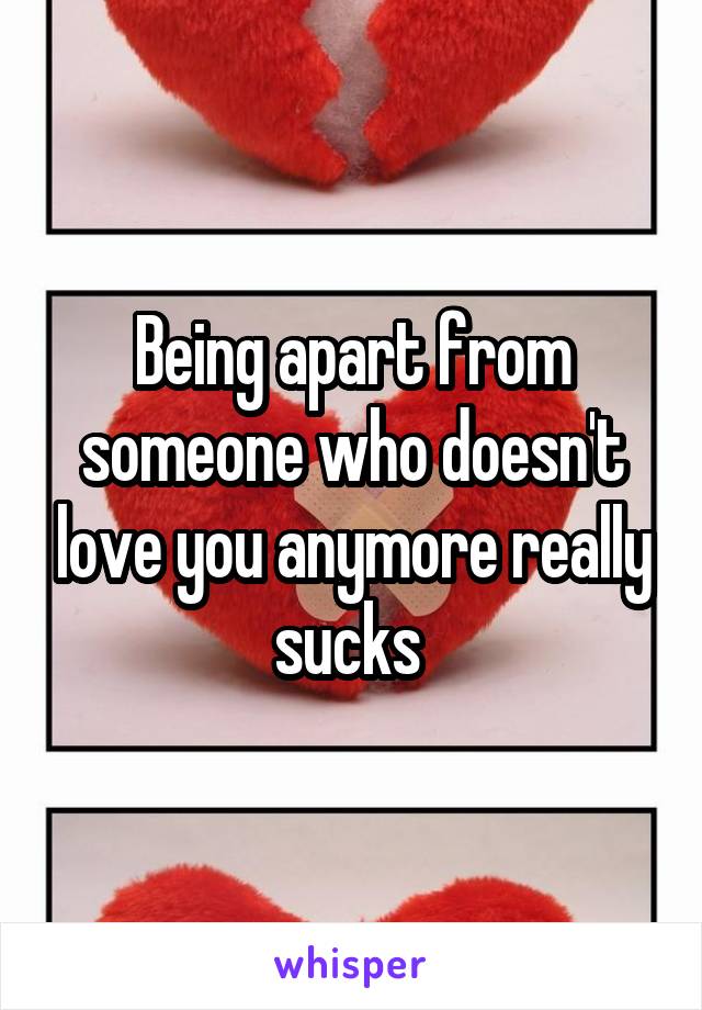 Being apart from someone who doesn't love you anymore really sucks 