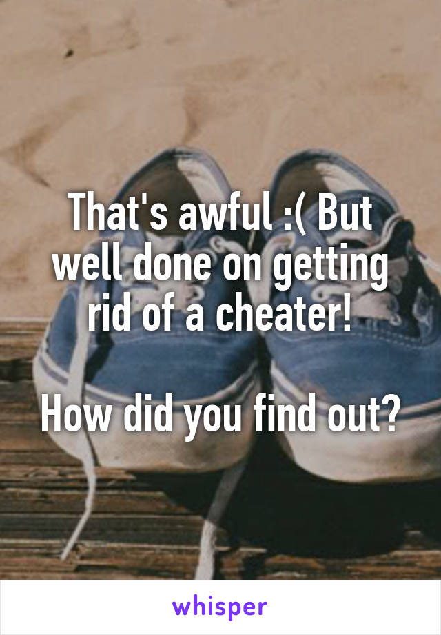 That's awful :( But well done on getting rid of a cheater!

How did you find out?
