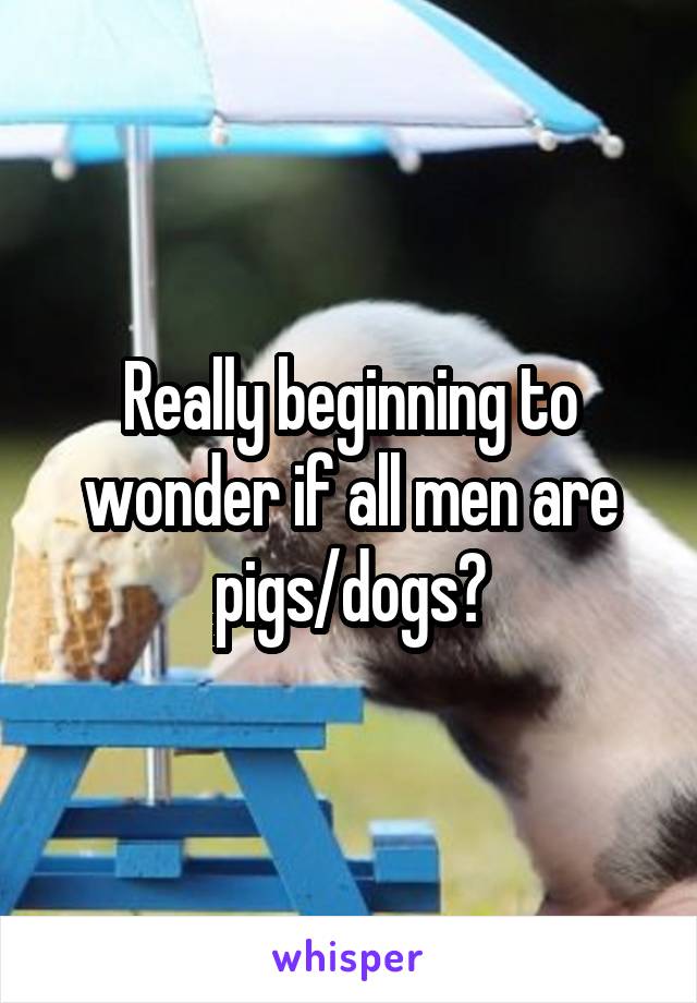 Really beginning to wonder if all men are pigs/dogs?