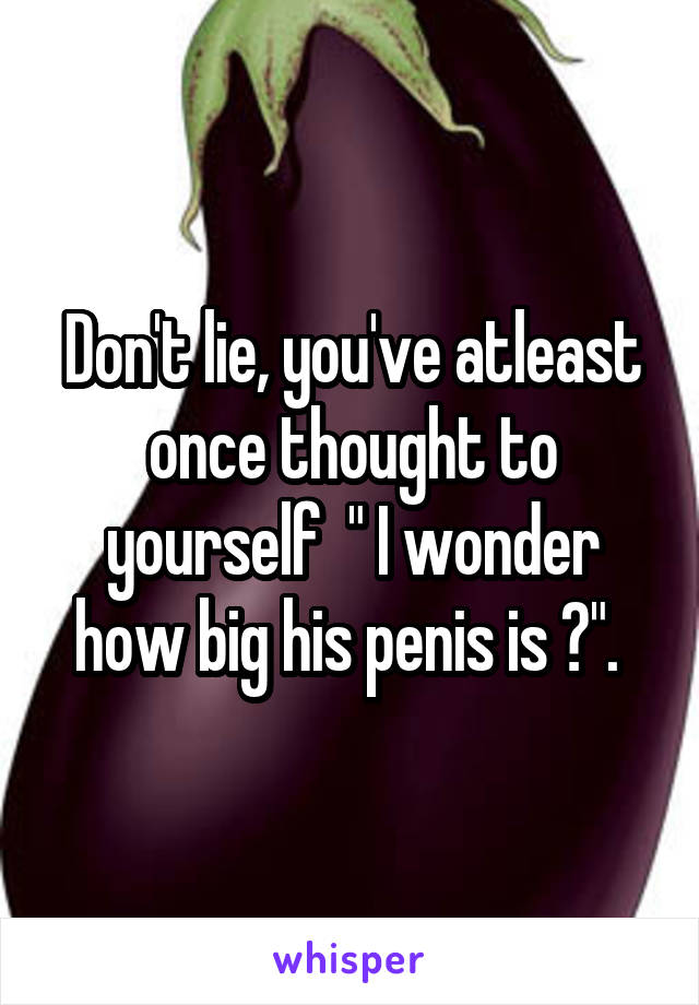 Don't lie, you've atleast once thought to yourself  " I wonder how big his penis is ?". 