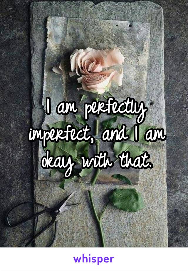 I am perfectly imperfect, and I am okay with that.