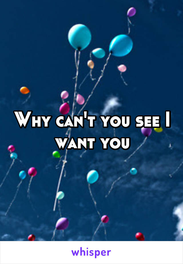 Why can't you see I want you