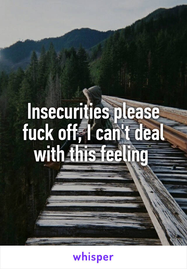 Insecurities please fuck off, I can't deal with this feeling 