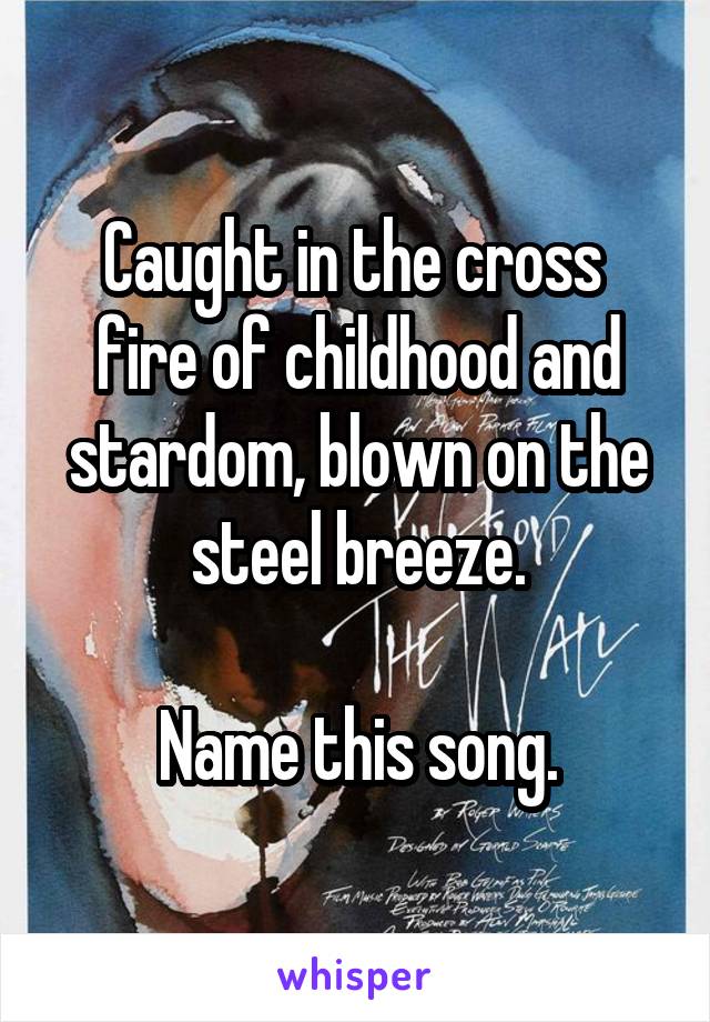 Caught in the cross  fire of childhood and stardom, blown on the steel breeze.

Name this song.