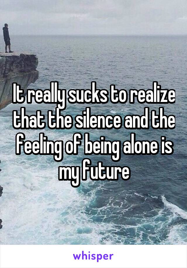 It really sucks to realize that the silence and the feeling of being alone is my future