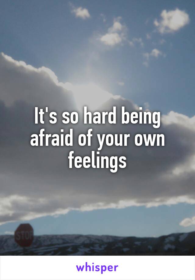 It's so hard being afraid of your own feelings