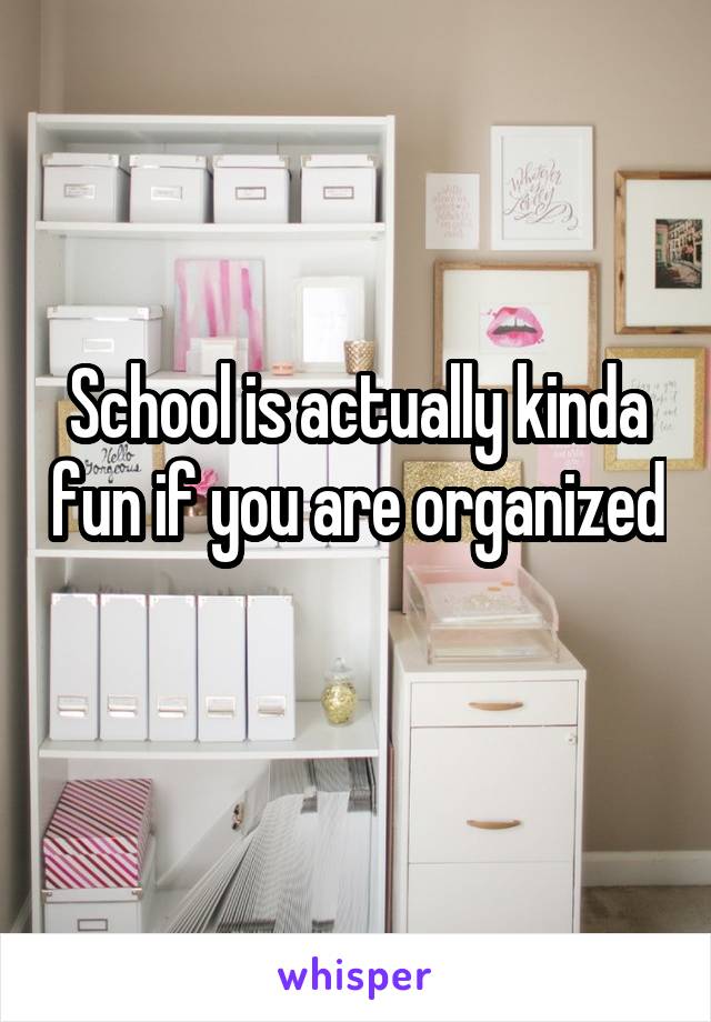 School is actually kinda fun if you are organized 