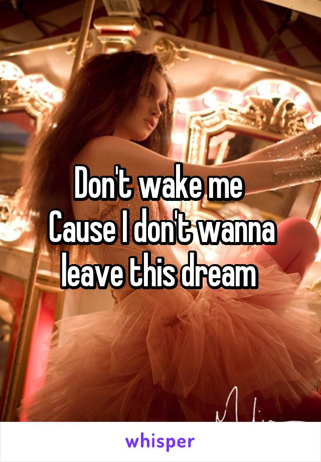 Don't wake me 
Cause I don't wanna leave this dream 