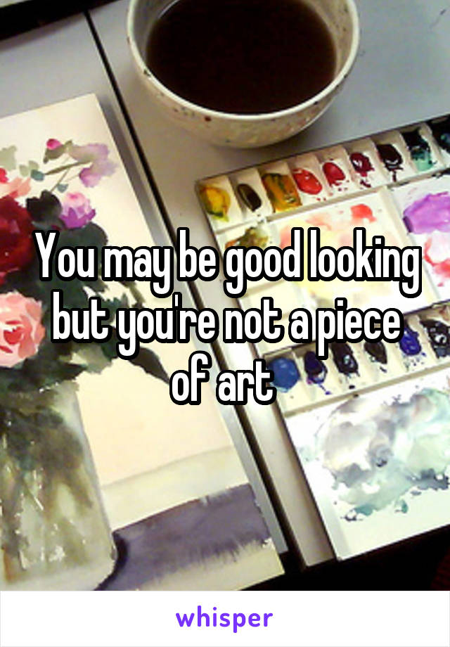 You may be good looking but you're not a piece of art 