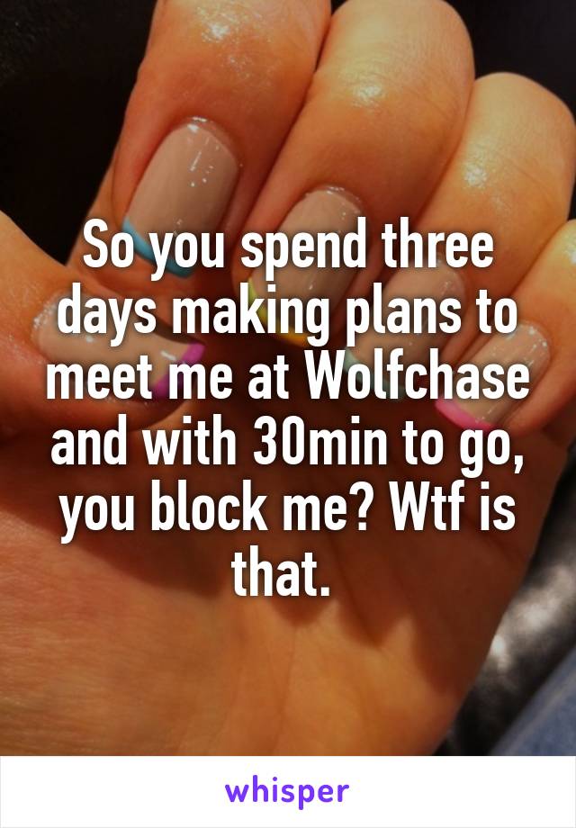 So you spend three days making plans to meet me at Wolfchase and with 30min to go, you block me? Wtf is that. 