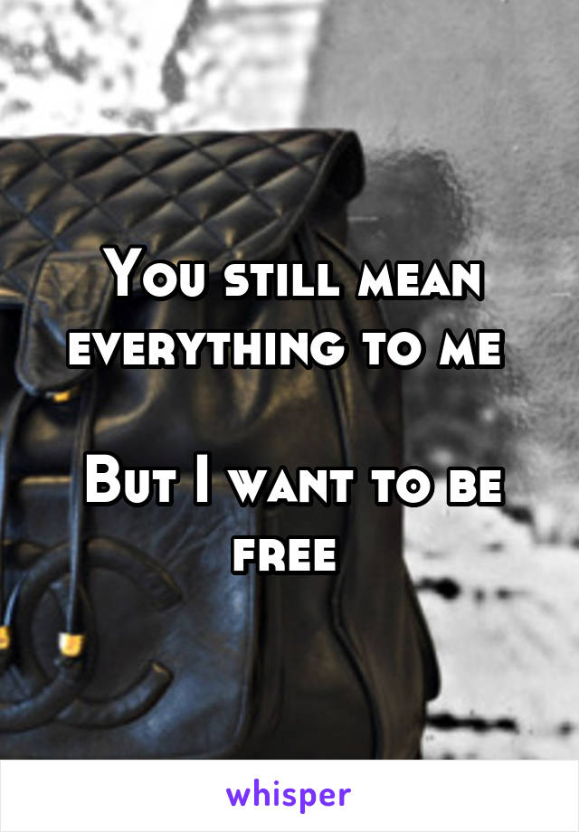 You still mean everything to me 

But I want to be free 