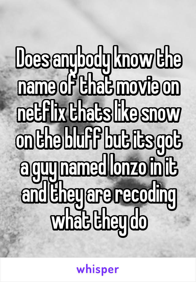 Does anybody know the name of that movie on netflix thats like snow on the bluff but its got a guy named lonzo in it and they are recoding what they do