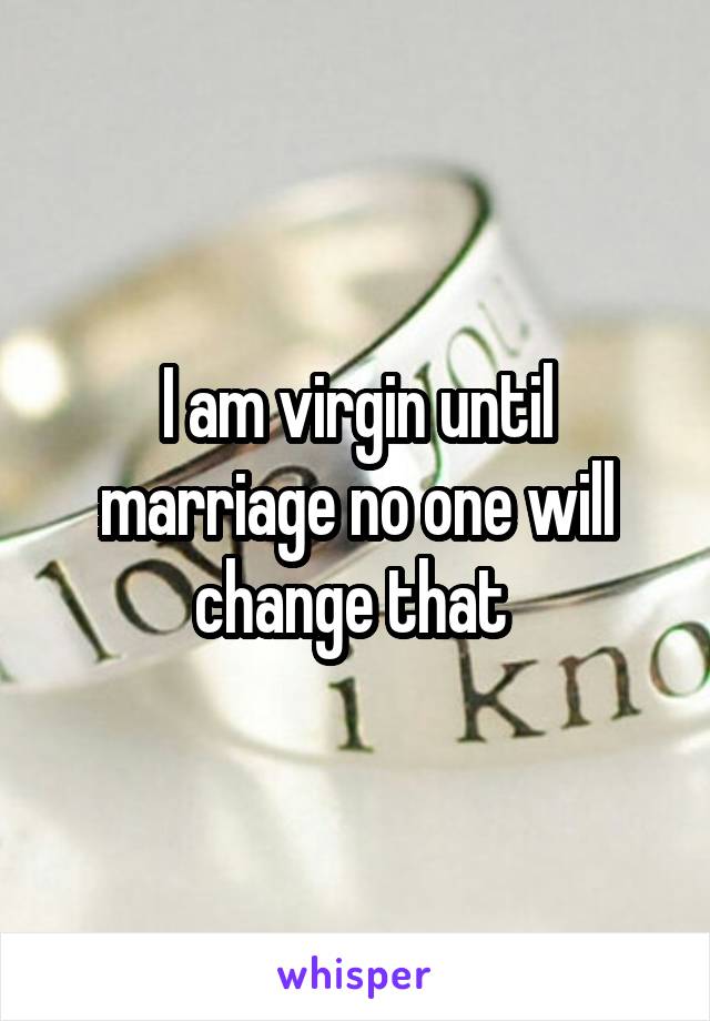 I am virgin until marriage no one will change that 