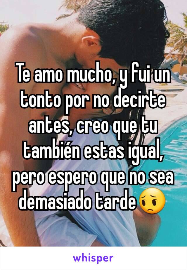 Te amo mucho, y fui un tonto por no decirte antes, creo que tu también estas igual, pero espero que no sea demasiado tarde😔