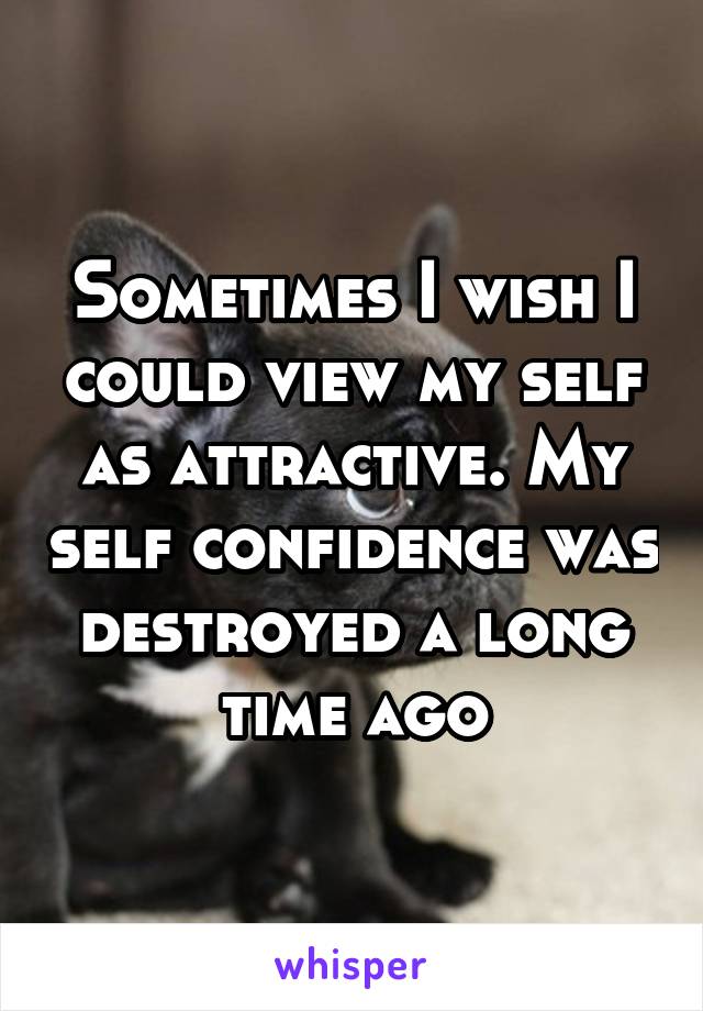 Sometimes I wish I could view my self as attractive. My self confidence was destroyed a long time ago