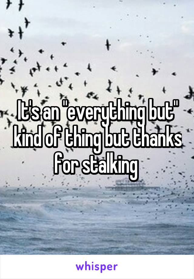 It's an "everything but" kind of thing but thanks for stalking 