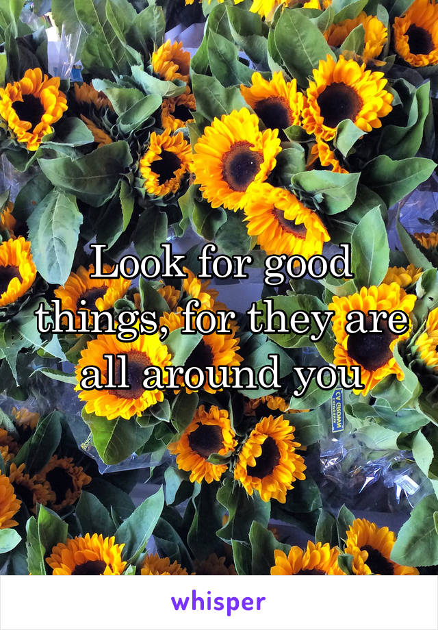 Look for good things, for they are all around you