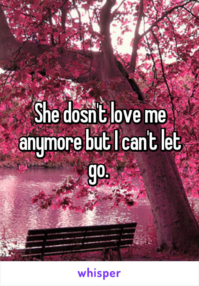 She dosn't love me anymore but I can't let go. 