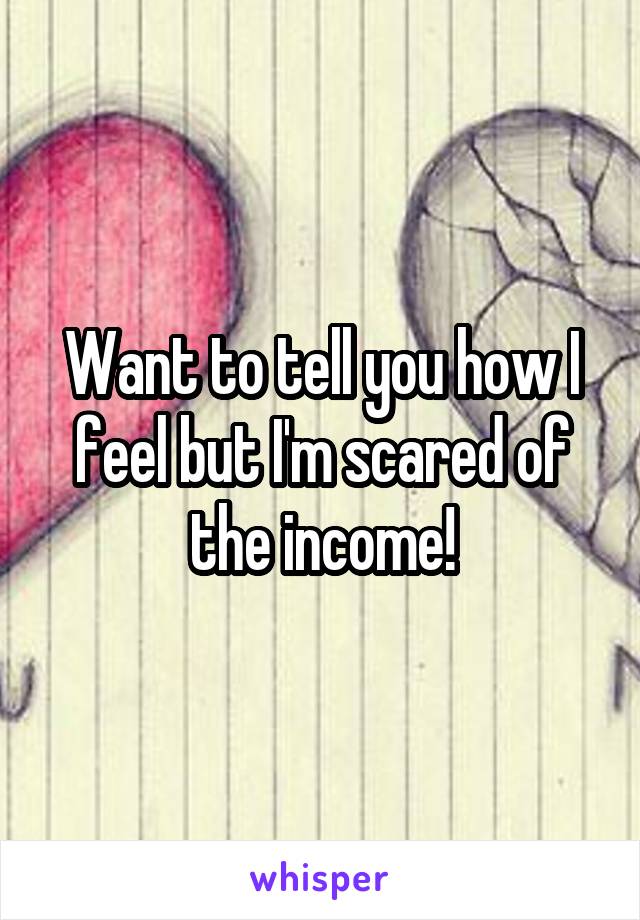 Want to tell you how I feel but I'm scared of the income!