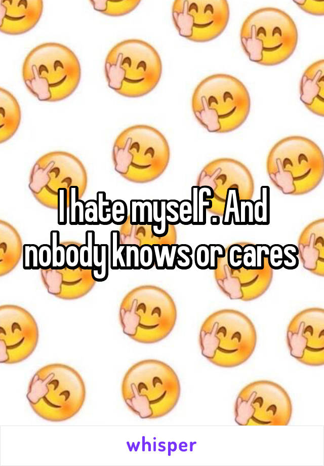 I hate myself. And nobody knows or cares 