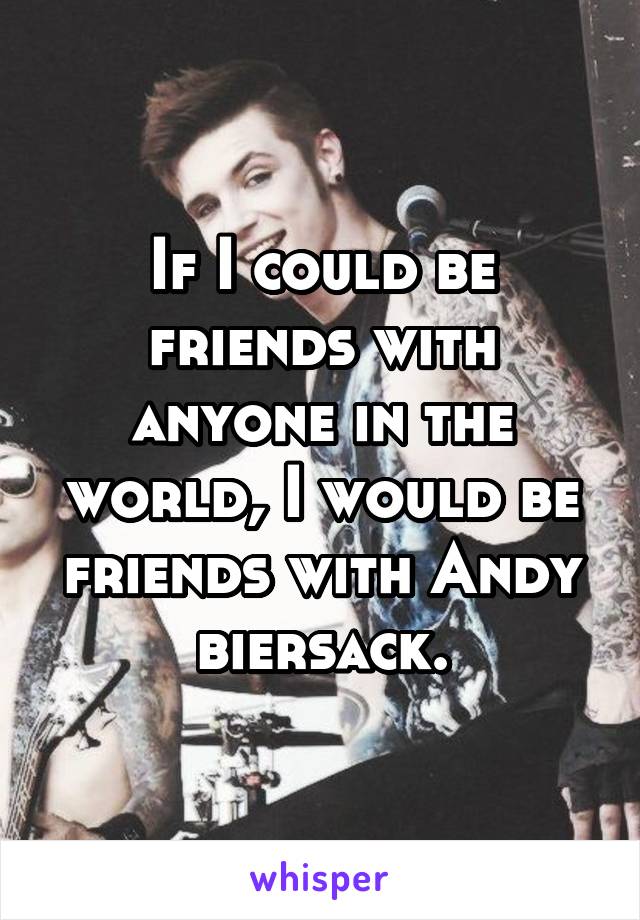 If I could be friends with anyone in the world, I would be friends with Andy biersack.