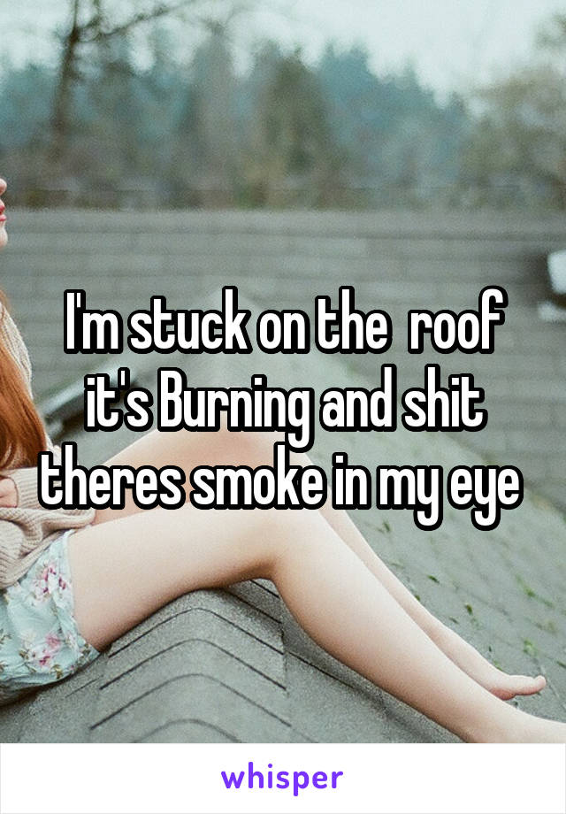 I'm stuck on the  roof it's Burning and shit theres smoke in my eye 