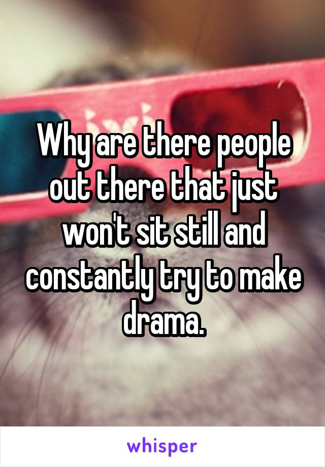 Why are there people out there that just won't sit still and constantly try to make drama.