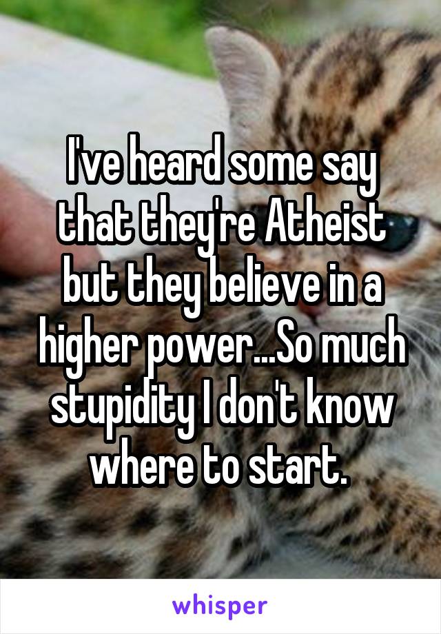 I've heard some say that they're Atheist but they believe in a higher power...So much stupidity I don't know where to start. 