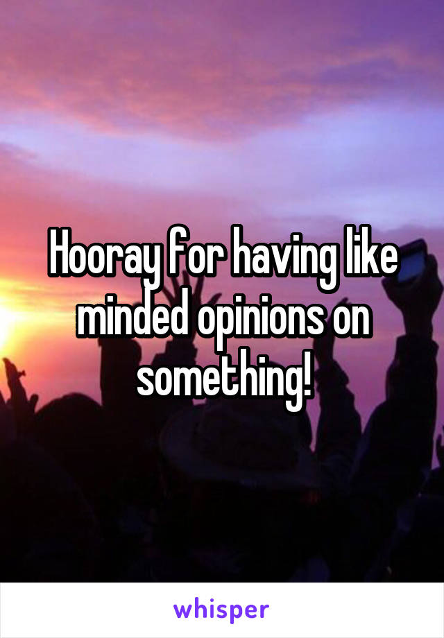Hooray for having like minded opinions on something!