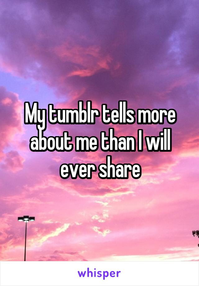 My tumblr tells more about me than I will ever share