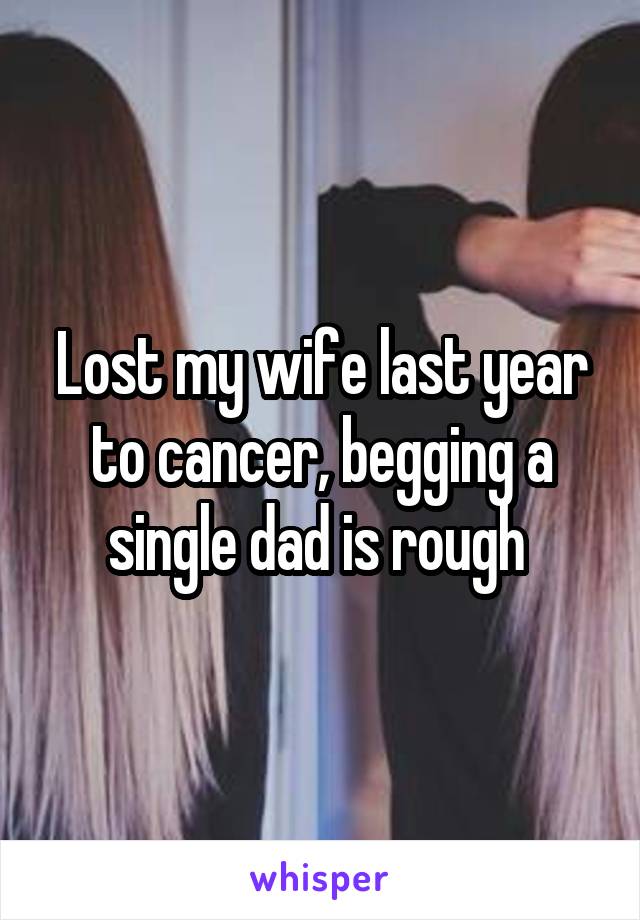 Lost my wife last year to cancer, begging a single dad is rough 