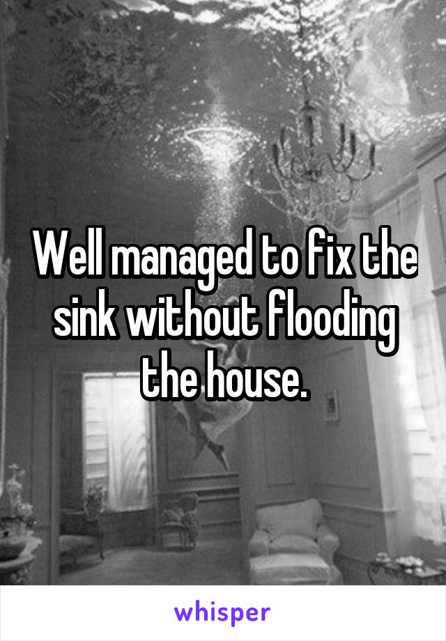 Well managed to fix the sink without flooding the house.