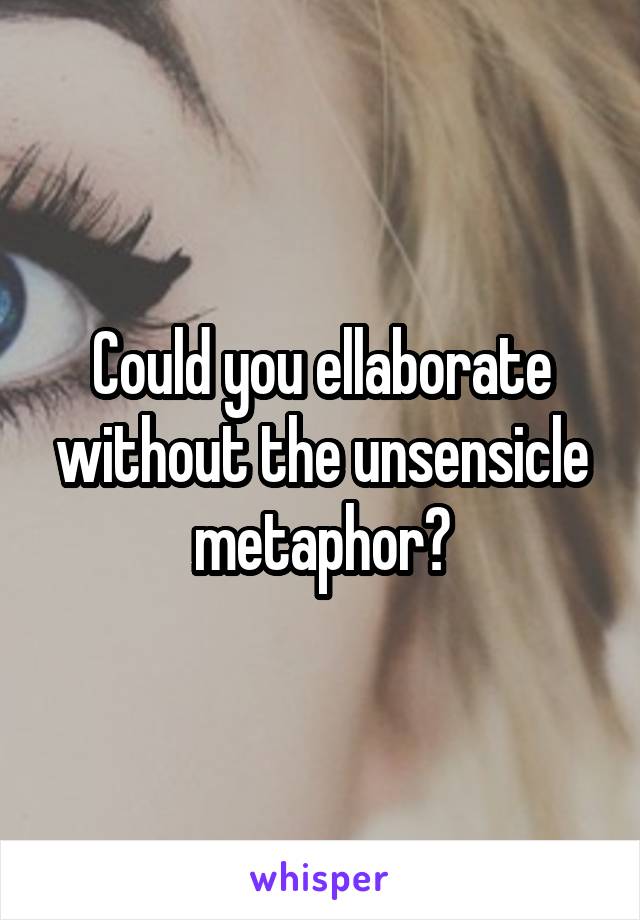 Could you ellaborate without the unsensicle metaphor?