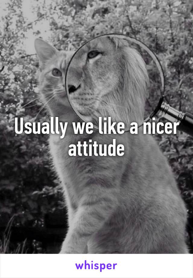 Usually we like a nicer attitude