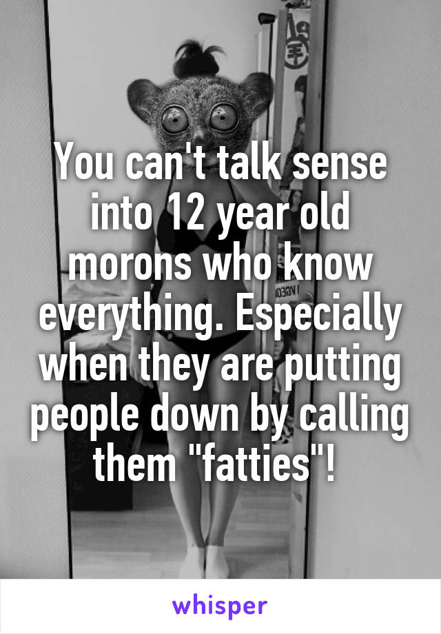 You can't talk sense into 12 year old morons who know everything. Especially when they are putting people down by calling them "fatties"! 