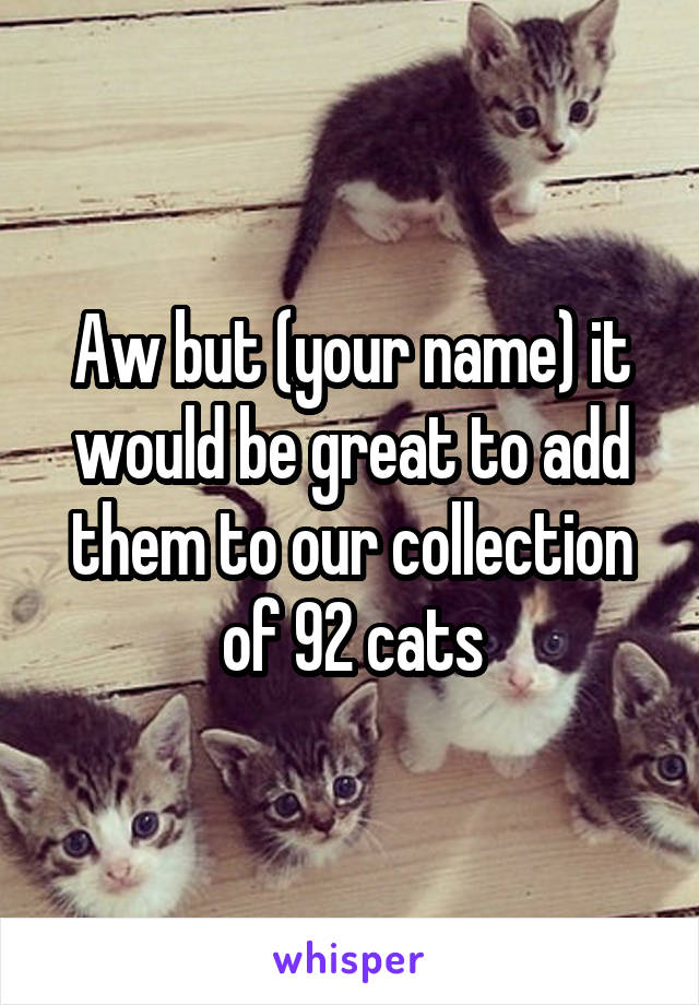 Aw but (your name) it would be great to add them to our collection of 92 cats